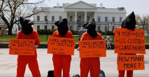 Activists rally for U.S. President Barack Obama to close down Guantanamo Bay prison while in Washington